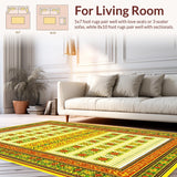 Ultra Soft Area Rug, Non Slip, Stain Resistant, Washable Area Rugs for Living Room, Bedroom, Vivid Sunburst Geometric Arrangement(Yellow)