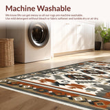 Ultra Soft Area Rug, Non Slip, Stain Resistant, Washable Area Rugs for Living Room, Bedroom, Tribal Earthy Color Fusion(Brown)