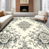 Elegant Floral Medallion in Smoke and Beige Non Shedding(Beige)
