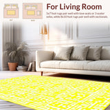 Ultra Soft Area Rug, Non Slip, Stain Resistant, Washable Area Rugs for Living Room, Bedroom, Vibrant Lattice Design Statement(Yellow)