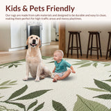 Ultra Soft Area Rug, Non Slip, Stain Resistant, Washable Area Rugs for Living Room, Bedroom, Cozy Rustic Foliage Style(Green)