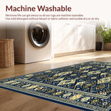 Ultra Soft Area Rug, Non Slip, Stain Resistant, Washable Area Rugs for Living Room, Bedroom, Boho Geometric for(Blue)