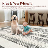 Ultra Soft Area Rug, Non Slip, Stain Resistant, Washable Area Rugs for Living Room, Bedroom, Boho Chic Black & White Area Rug:  Layered Welcome Mat(Gray)