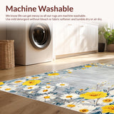 Ultra Soft Area Rug, Non Slip, Stain Resistant, Washable Area Rugs for Living Room, Bedroom, Playful Cozy Flower Arrangement(Gray)