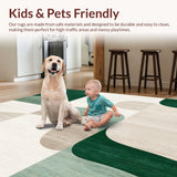 Indoor Non Shedding Beige Green Modern Abstract Area(Green)