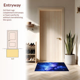 Ultra Soft Area Rug, Non Slip, Stain Resistant, Washable Area Rugs for Living Room, Bedroom, Starry Dreamscape Abstract Vision(Blue)