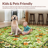 Ultra Soft Area Rug, Non Slip, Stain Resistant, Washable Area Rugs for Living Room, Bedroom, Vintage Floral Butterfly Aesthetic(Green)