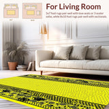 Ultra Soft Area Rug, Non Slip, Stain Resistant, Washable Area Rugs for Living Room, Bedroom, Honeycomb Rustic Floral Design(Yellow)