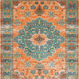 Ultra Soft Area Rug, Non Slip, Stain Resistant, Washable Area Rugs for Living Room, Bedroom, Striking Retro Geometric Fusion(Orange)