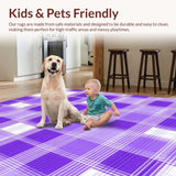 Ultra Soft Area Rug, Non Slip, Stain Resistant, Washable Area Rugs for Living Room, Bedroom, Dynamic Abstract Checkerboard Theme(Purple)