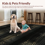 Ultra Soft Area Rug, Non Slip, Stain Resistant, Washable Area Rugs for Living Room, Bedroom, Stylish Eclectic Pattern Fusion(Gold)