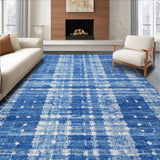 Ultra Soft Area Rug, Non Slip, Stain Resistant, Washable Area Rugs for Living Room, Bedroom, Charming Ribbon Tie Decorative Rug Preppy Home Accent Cute Girly Carpet(Blue)