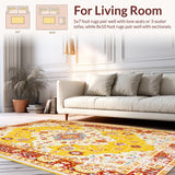 Ultra Soft Area Rug, Non Slip, Stain Resistant, Washable Area Rugs for Living Room, Bedroom, Luxurious Bold Colorful Trellis Pattern(Yellow)