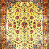 Ultra Soft Area Rug, Non Slip, Stain Resistant, Washable Area Rugs for Living Room, Bedroom, Contemporary Bright Floral Delight(Gold)