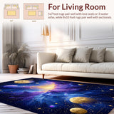 Ultra Soft Area Rug, Non Slip, Stain Resistant, Washable Area Rugs for Living Room, Bedroom, Enchanting Astral Swirl Visual Element(Purple)