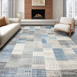 Ultra Soft Area Rug, Non Slip, Stain Resistant, Washable Area Rugs for Living Room, Bedroom, Beige Blue Geometric Patchwork Area Unique Floor Decor(Gray)