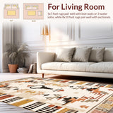 Ultra Soft Area Rug, Non Slip, Stain Resistant, Washable Area Rugs for Living Room, Bedroom, Elegant Beige Animal Motif(Beige)