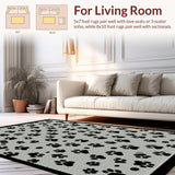 Ultra Soft Area Rug, Non Slip, Stain Resistant, Washable Area Rugs for Living Room, Bedroom, Contemporary Textured Animal Motif(Gray)