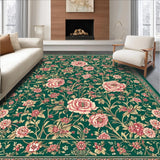 Ultra Soft Area Rug, Non Slip, Stain Resistant, Washable Area Rugs for Living Room, Bedroom, Classic Vintage Floral Composition(Green)