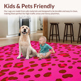 Ultra Soft Area Rug, Non Slip, Stain Resistant, Washable Area Rugs for Living Room, Bedroom, Fun Cheerful Cheetah Tailored Decor(Pink)