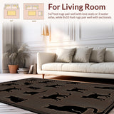 Ultra Soft Area Rug, Non Slip, Stain Resistant, Washable Area Rugs for Living Room, Bedroom, Artistic Abstract Cat Representation(Black)