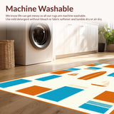 Ultra Soft Area Rug, Non Slip, Stain Resistant, Washable Area Rugs for Living Room, Bedroom, Artistic Shoreline Graphic Presentation(Orange)