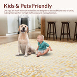Ultra Soft Area Rug, Non Slip, Stain Resistant, Washable Area Rugs for Living Room, Bedroom, Contemporary Spotted Area Neutral Tones Abstract(Yellow)