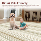 Ultra Soft Area Rug, Non Slip, Stain Resistant, Washable Area Rugs for Living Room, Bedroom, High Traffic Performance Featuring a Modern Striped Design in Beige(Beige)