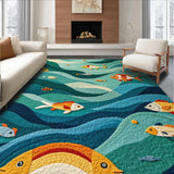 Ultra Soft Area Rug, Non Slip, Stain Resistant, Washable Area Rugs for Living Room, Bedroom, Unique Coastal Theme Kitchen Rug Stain Resistant(Blue)