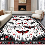 Ultra Soft Area Rug, Non Slip, Stain Resistant, Washable Area Rugs for Living Room, Bedroom, Whimsical Black Earthy Aesthetic(Black)
