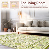 Low Profile Area with Beige and Olive Green Tribal Motifs(Green)