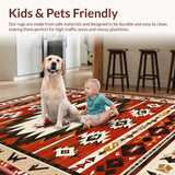 Ultra Soft Area Rug, Non Slip, Stain Resistant, Washable Area Rugs for Living Room, Bedroom, Bold Earthy Abstract Visuals(Red)