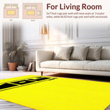 Ultra Soft Area Rug, Non Slip, Stain Resistant, Washable Area Rugs for Living Room, Bedroom, Chic Playful Phrase Aesthetic(Yellow)