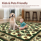 Ultra Soft Area Rug, Non Slip, Stain Resistant, Washable Area Rugs for Living Room, Bedroom, Distressed Green and Brown Living Room Rug(Beige)