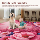 Ultra Soft Area Rug, Non Slip, Stain Resistant, Washable Area Rugs for Living Room, Bedroom, Coquette Pastel Rose Washable Door Mat for Hotels(Pink)