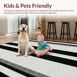 Ultra Soft Area Rug, Non Slip, Stain Resistant, Washable Area Rugs for Living Room, Bedroom, Bold Contrast: Black & White Stripe Modern Floor Rug(Gray)