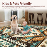 Ultra Soft Area Rug, Non Slip, Stain Resistant, Washable Area Rugs for Living Room, Bedroom, Bold Colorful Ethnic Artistry(Brown)