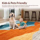 Ultra Soft Area Rug, Non Slip, Stain Resistant, Washable Area Rugs for Living Room, Bedroom, Contemporary Colorful Geometric Expression(Orange)