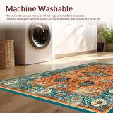 Ultra Soft Area Rug, Non Slip, Stain Resistant, Washable Area Rugs for Living Room, Bedroom, Artful Distressed Lattice Style(Orange)