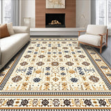 Ultra Soft Area Rug, Non Slip, Stain Resistant, Washable Area Rugs for Living Room, Bedroom, Chic Neutral Tiled Aesthetic(Beige)