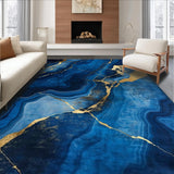 Ultra Soft Area Rug, Non Slip, Stain Resistant, Washable Area Rugs for Living Room, Bedroom, Contemporary Swirling Marble Design(Blue)