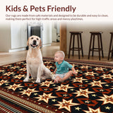 Ultra Soft Area Rug, Non Slip, Stain Resistant, Washable Area Rugs for Living Room, Bedroom, Western Laundry Room Accent Rug with Star Pattern(Black)
