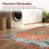 Ultra Soft Area Rug, Non Slip, Stain Resistant, Washable Area Rugs for Living Room, Bedroom, Stylish Teal and Orange Palette(Orange)