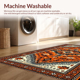 Ultra Soft Area Rug, Non Slip, Stain Resistant, Washable Area Rugs for Living Room, Bedroom, Vibrant Circular Rustic Cowboy Pattern(Orange)