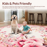 Ultra Soft Area Rug, Non Slip, Stain Resistant, Washable Area Rugs for Living Room, Bedroom, Contemporary Soft Colorful Petals(Pink)
