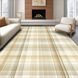 Ultra Soft Area Rug, Non Slip, Stain Resistant, Washable Area Rugs for Living Room, Bedroom, Beige Area Modern Printed Plaid Design(Beige)