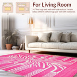 Ultra Soft Area Rug, Non Slip, Stain Resistant, Washable Area Rugs for Living Room, Bedroom, Trendy Light Pink Zebra Motif(Pink)