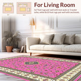 Ultra Soft Area Rug, Non Slip, Stain Resistant, Washable Area Rugs for Living Room, Bedroom, Minimalist Geometric Soft Tones(Pink)