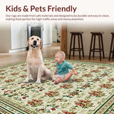 Ultra Soft Area Rug, Non Slip, Stain Resistant, Washable Area Rugs for Living Room, Bedroom, Boho Olive Green Living Room Washable Rug(Beige)