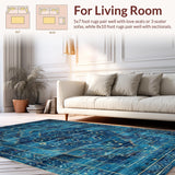 Ultra Soft Area Rug, Non Slip, Stain Resistant, Washable Area Rugs for Living Room, Bedroom, Charming Scallop Rug(Blue)